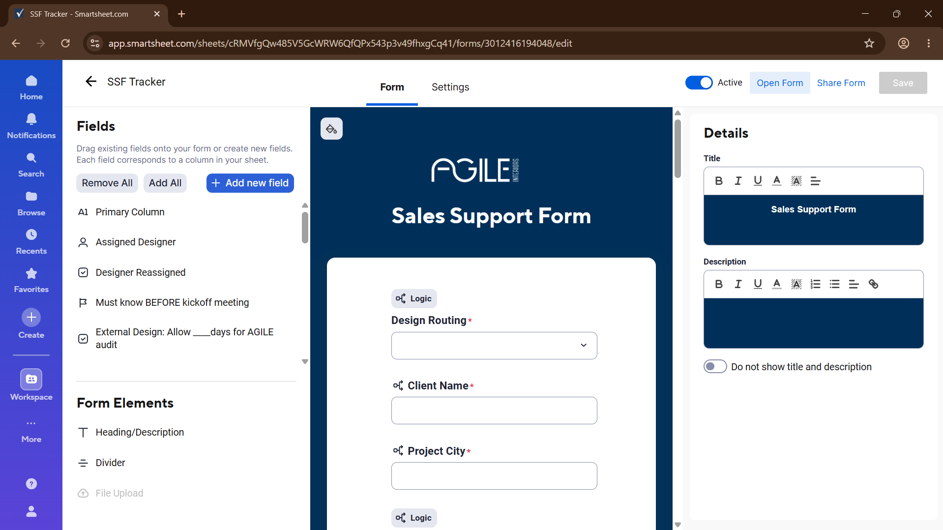 Smartsheet automation screenshot 1